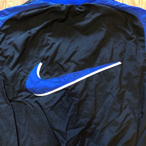 VINTAGE 90s Nike Royal blue BIG logo quarter zip jacket white label retro 1s - Picture 7 of 8
